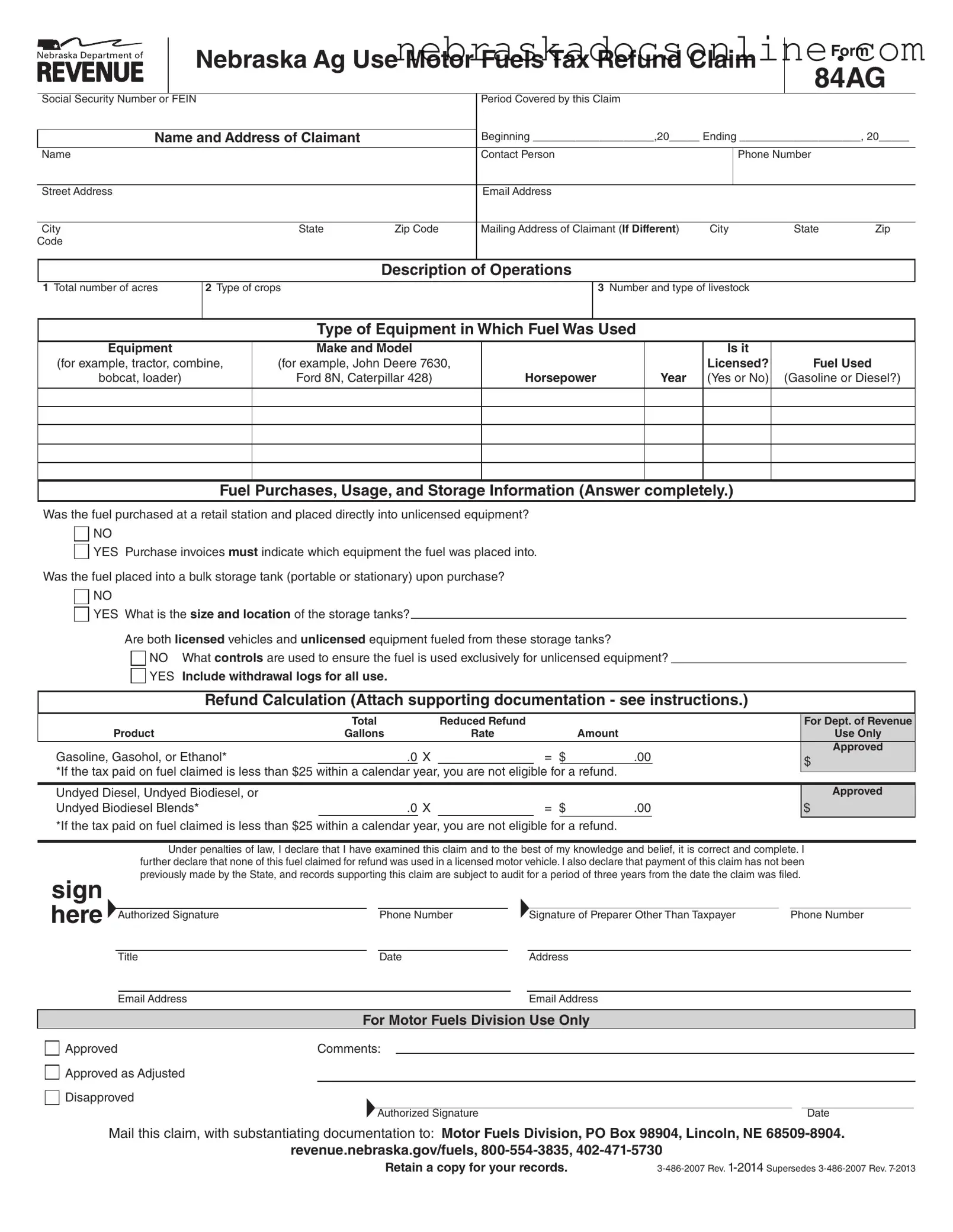 Fill in a Valid 84Ag Nebraska Form