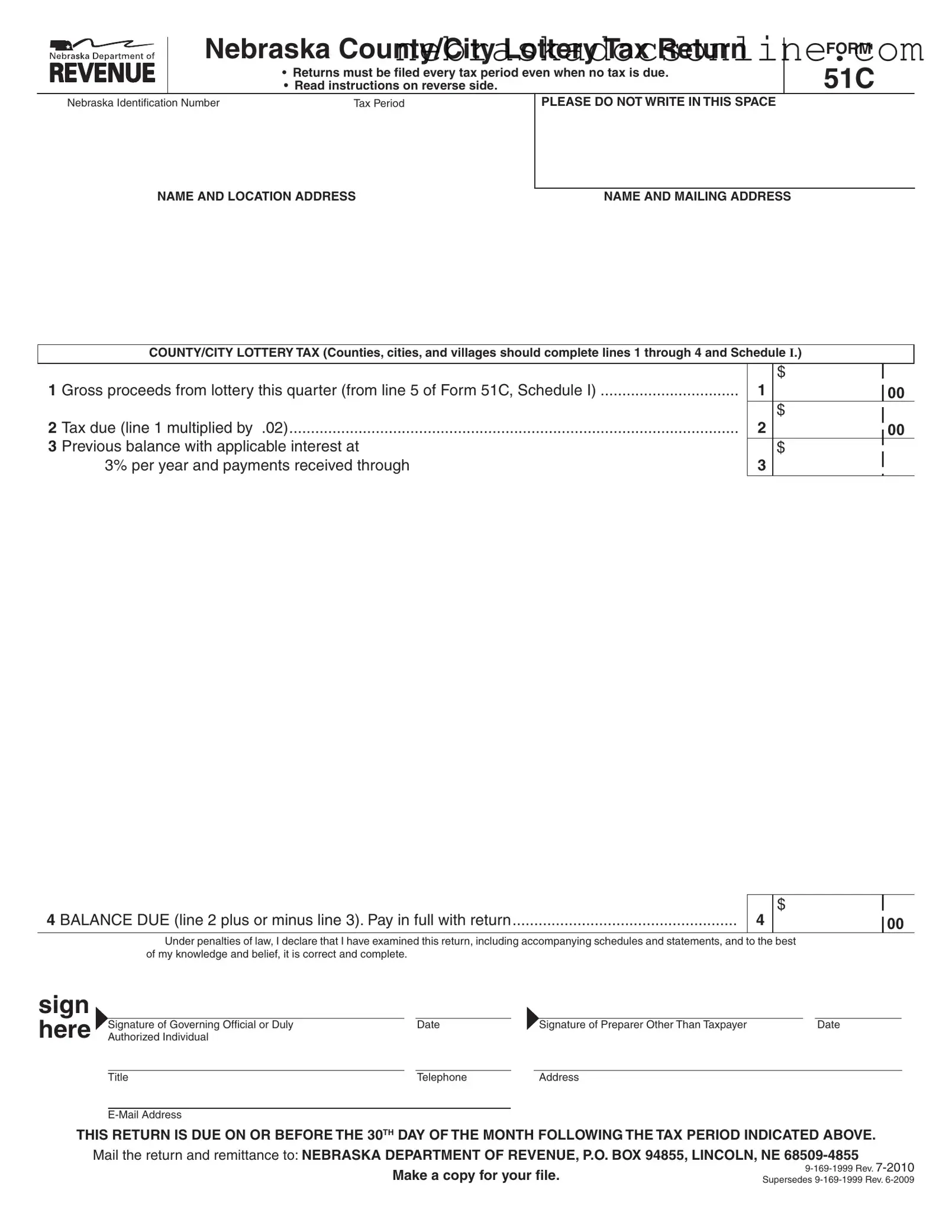 Fill in a Valid Nebraska 51C Form
