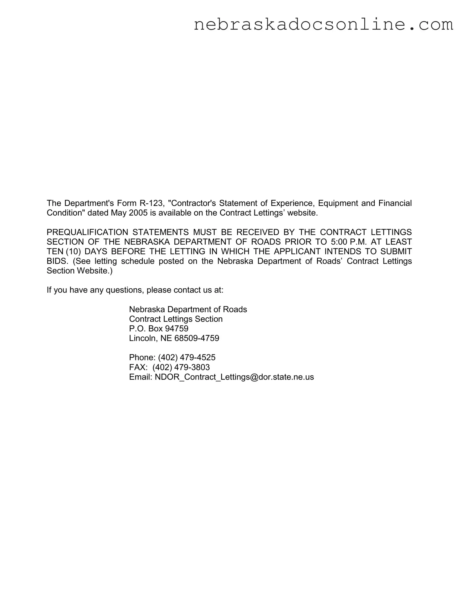 Fill in a Valid Nebraska Department Of Roads Form