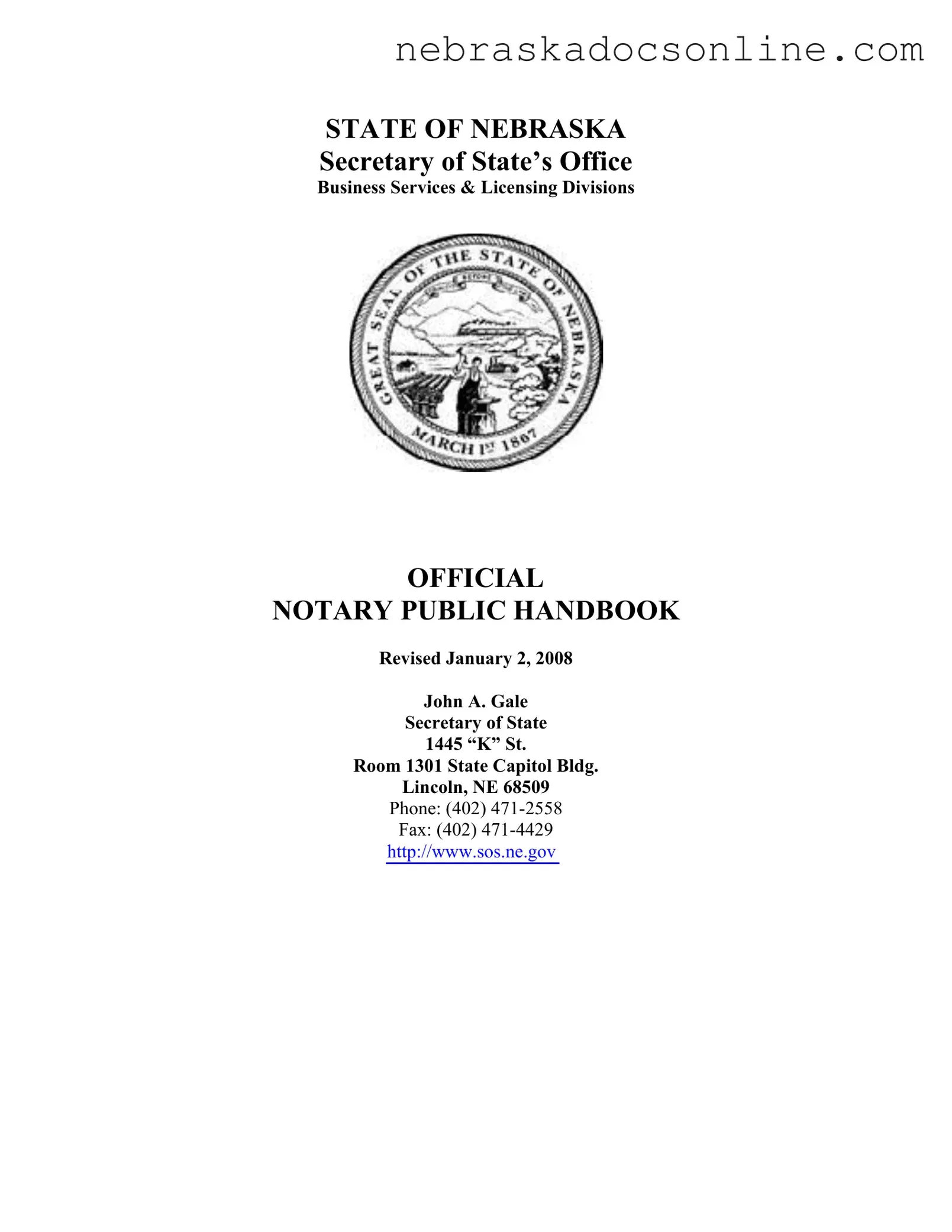Fill in a Valid Notary Handbook Nebraska Form