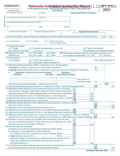 Fill in a Valid Nebraska 1040N Form