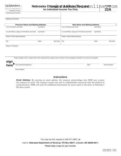 Fill in a Valid Nebraska 22A Form