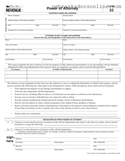 Fill in a Valid Nebraska 33 Form