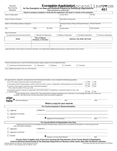 Fill in a Valid Nebraska 451 Form
