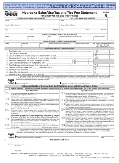 Fill in a Valid Nebraska Sales Tax Statement Form