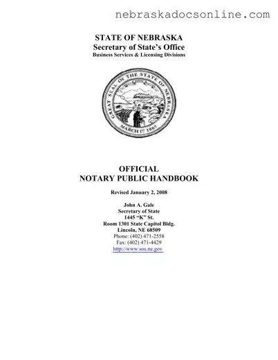 Fill in a Valid Notary Handbook Nebraska Form